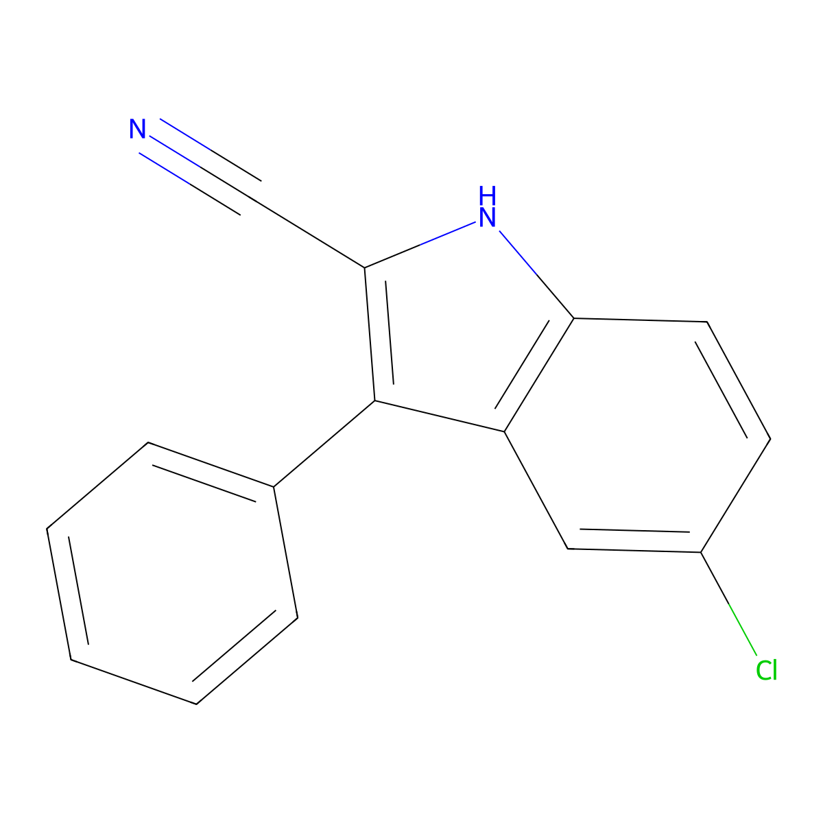 5-chloro-3-phenyl-1H-indole-2-carbonitrile molecular structure, CAS 24139-17-1