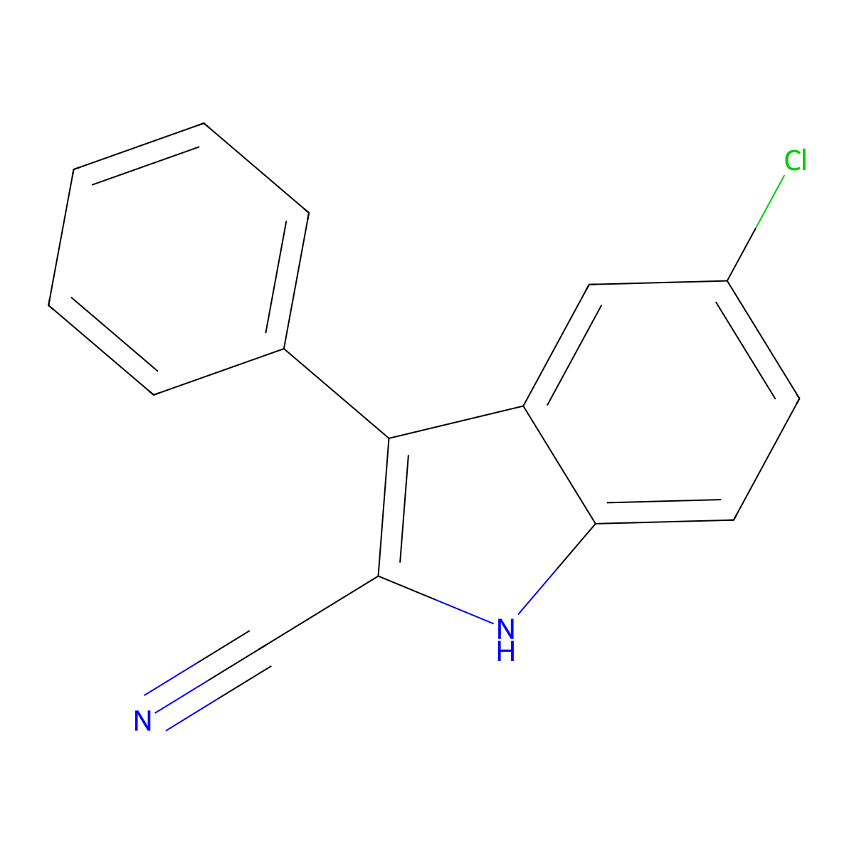 5-chloro-3-phenyl-1H-indole-2-carbonitrile molecular structure, CAS 24139-17-1
