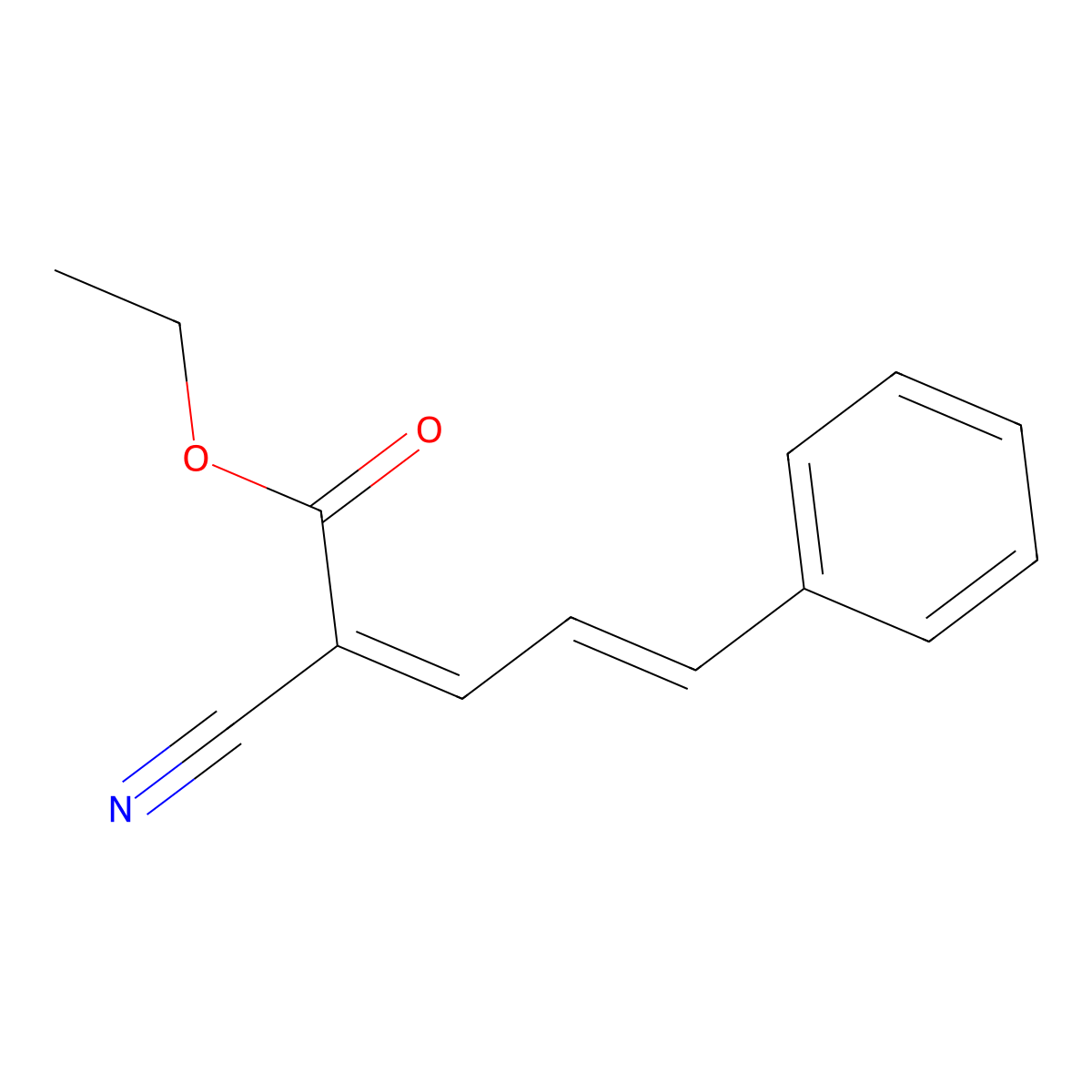 Ethyl 2-cyano-5-phenylpenta-2,4-dienoate molecular structure, CAS 24139-56-8