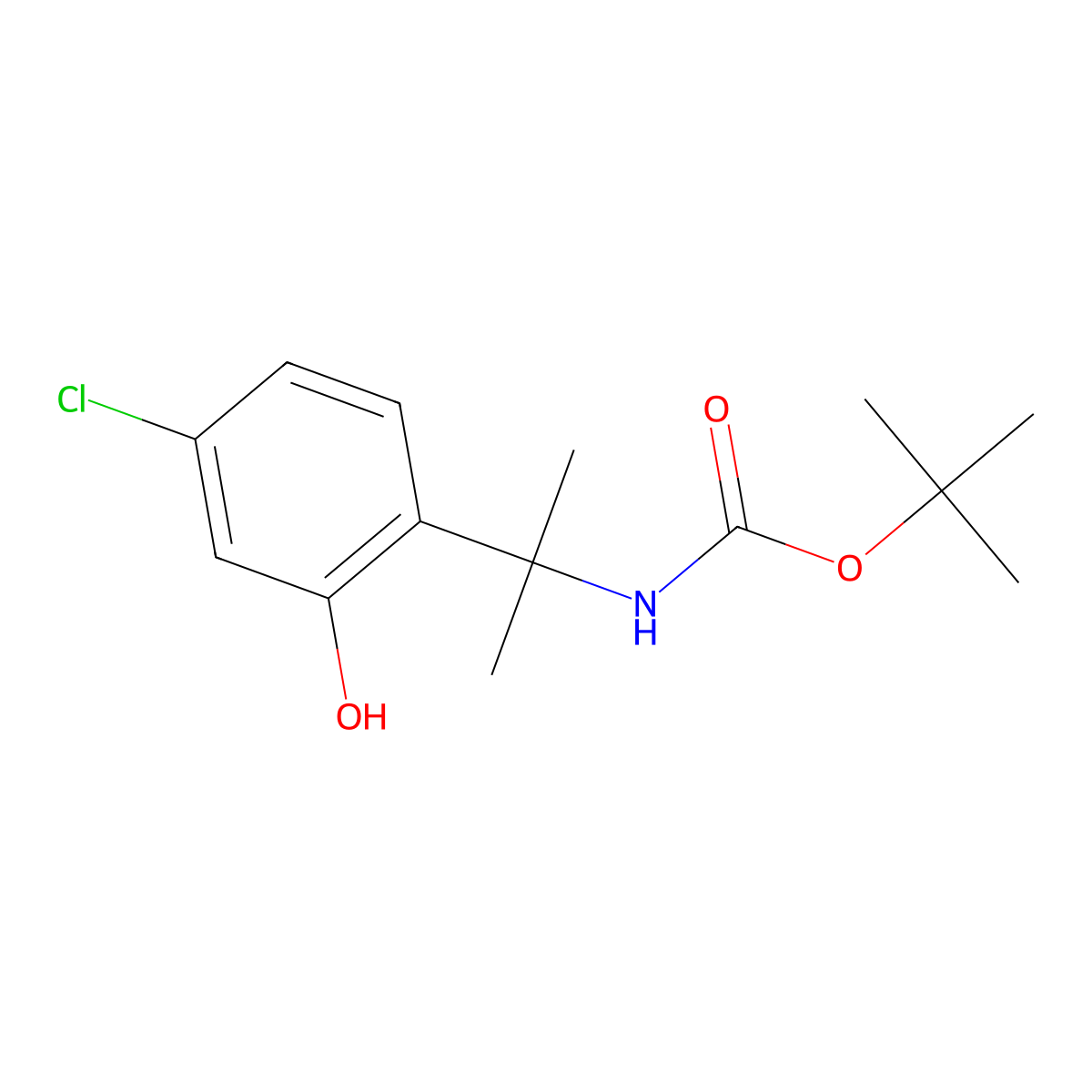 tert-butyl N-[2-(4-chloro-2-hydroxyphenyl)propan-2-yl]carbamate molecular structure, CAS 2413900-12-4