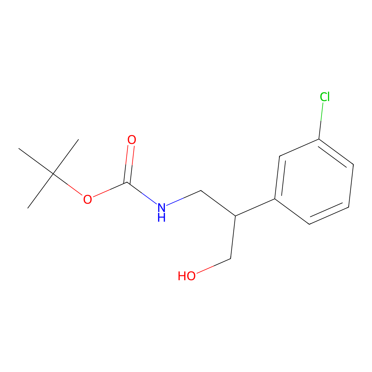 tert-butyl N-[2-(3-chlorophenyl)-3-hydroxypropyl]carbamate molecular structure, CAS 2413900-28-2