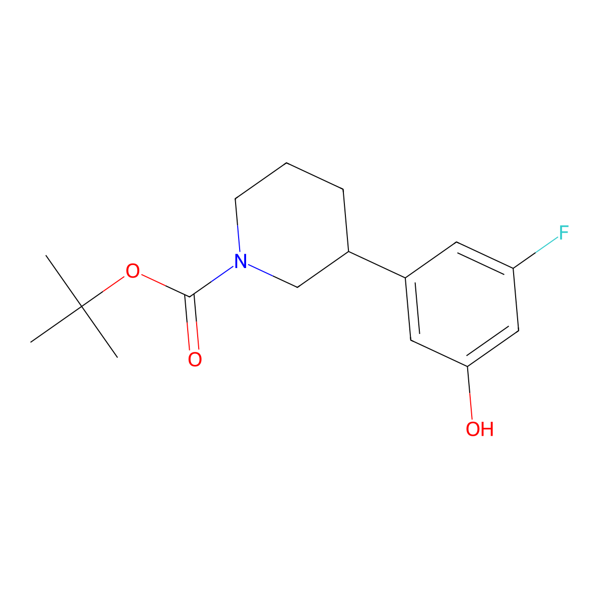Tert-butyl 3-(3-fluoro-5-hydroxyphenyl)piperidine-1-carboxylate molecular structure, CAS 2413900-44-2
