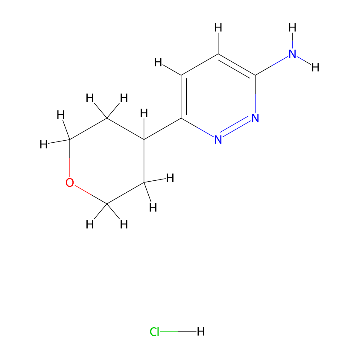 6-(Oxan-4-yl)pyridazin-3-aminehydrochloride molecular structure, CAS 2413900-48-6