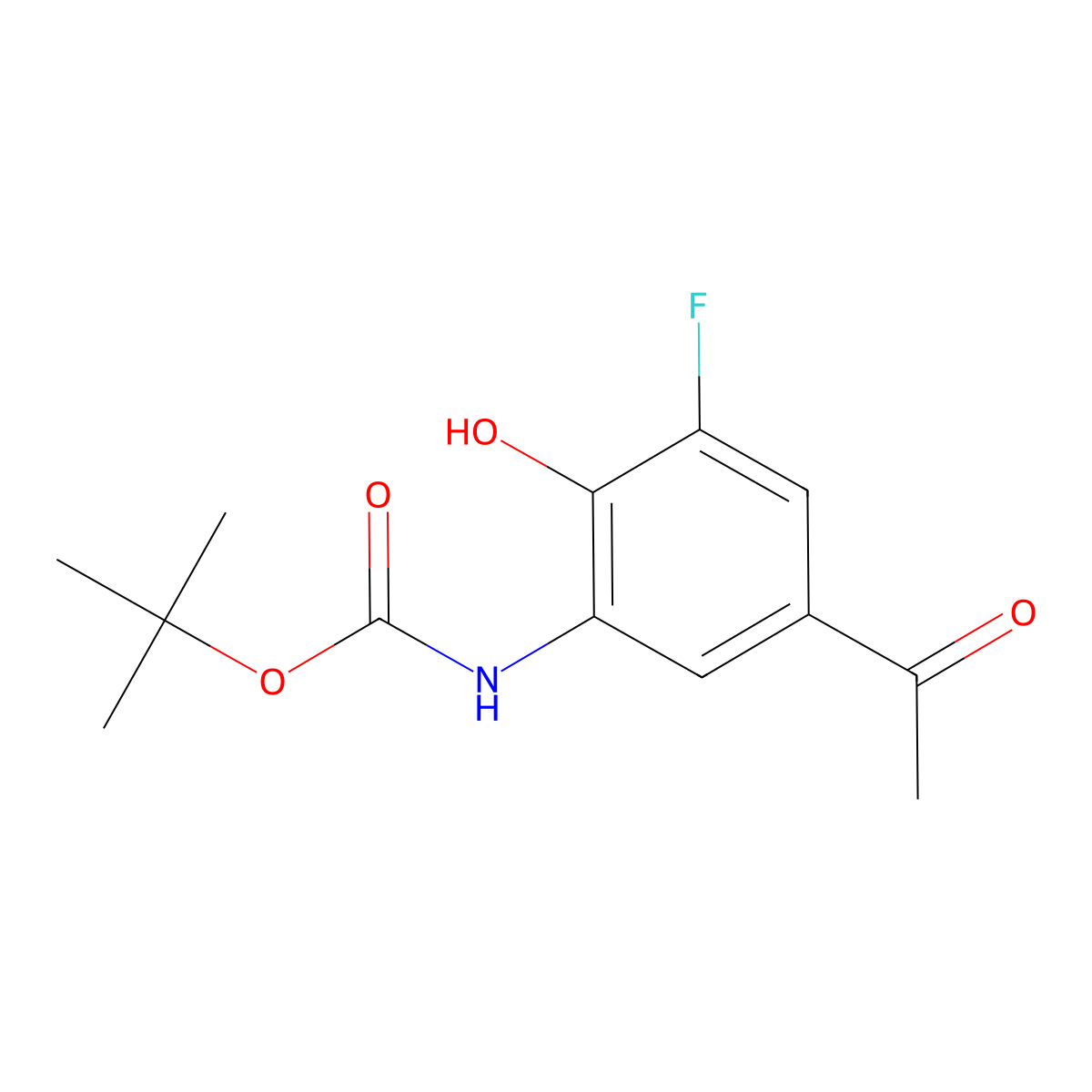 tert-butyl N-(5-acetyl-3-fluoro-2-hydroxyphenyl)carbamate molecular structure, CAS 2413900-51-1