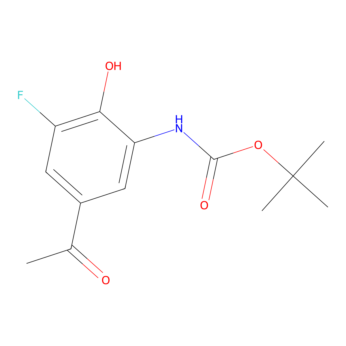 tert-butyl N-(5-acetyl-3-fluoro-2-hydroxyphenyl)carbamate molecular structure, CAS 2413900-51-1