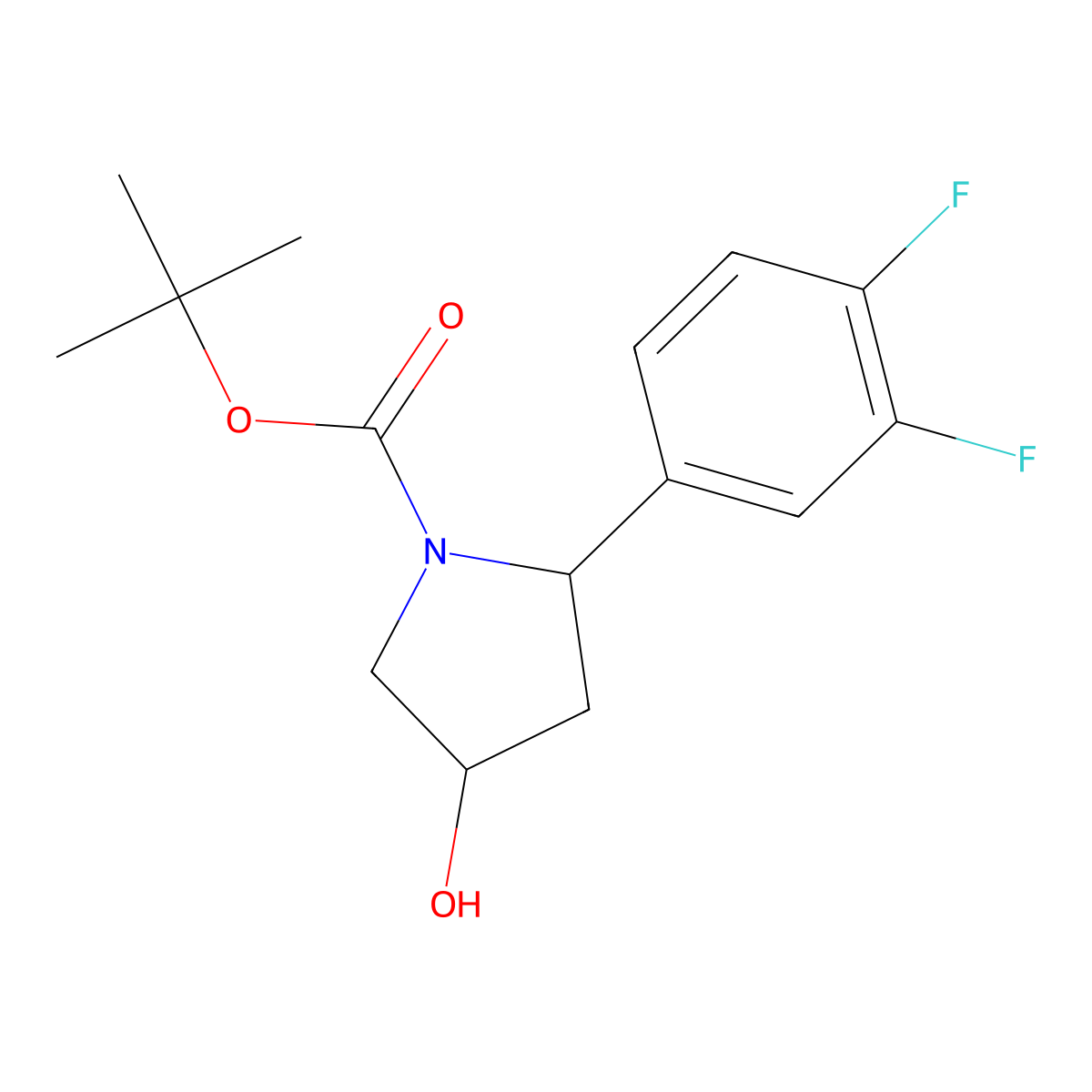 Tert-butyl 2-(3,4-difluorophenyl)-4-hydroxypyrrolidine-1-carboxylate molecular structure, CAS 2413900-63-5