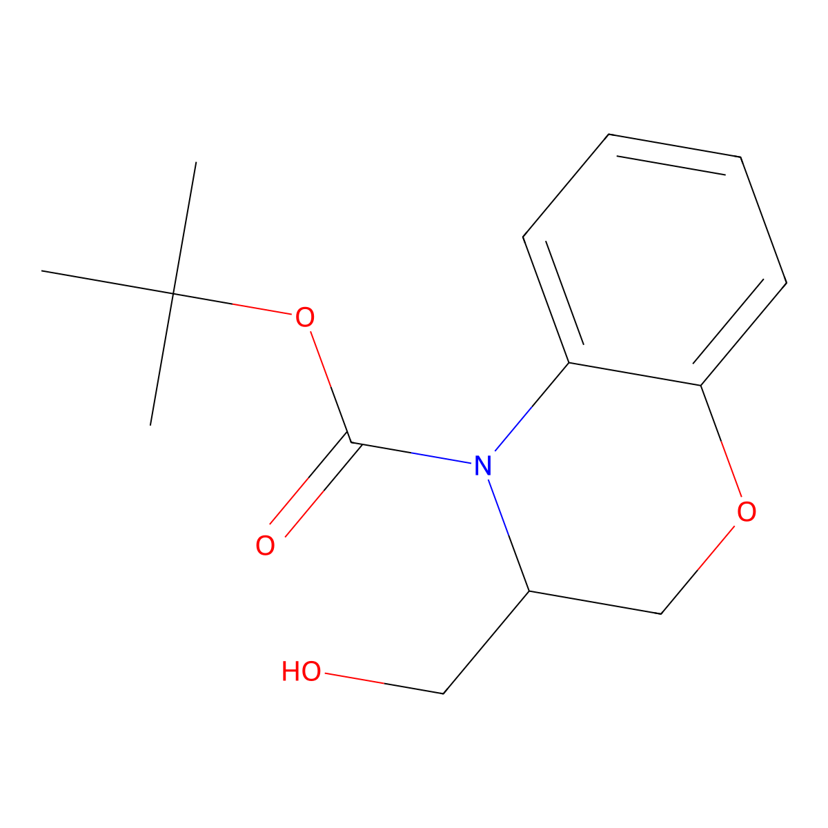 tert-butyl 3-(hydroxymethyl)-3,4-dihydro-2H-1,4-benzoxazine-4-carboxylate molecular structure, CAS 2413900-70-4