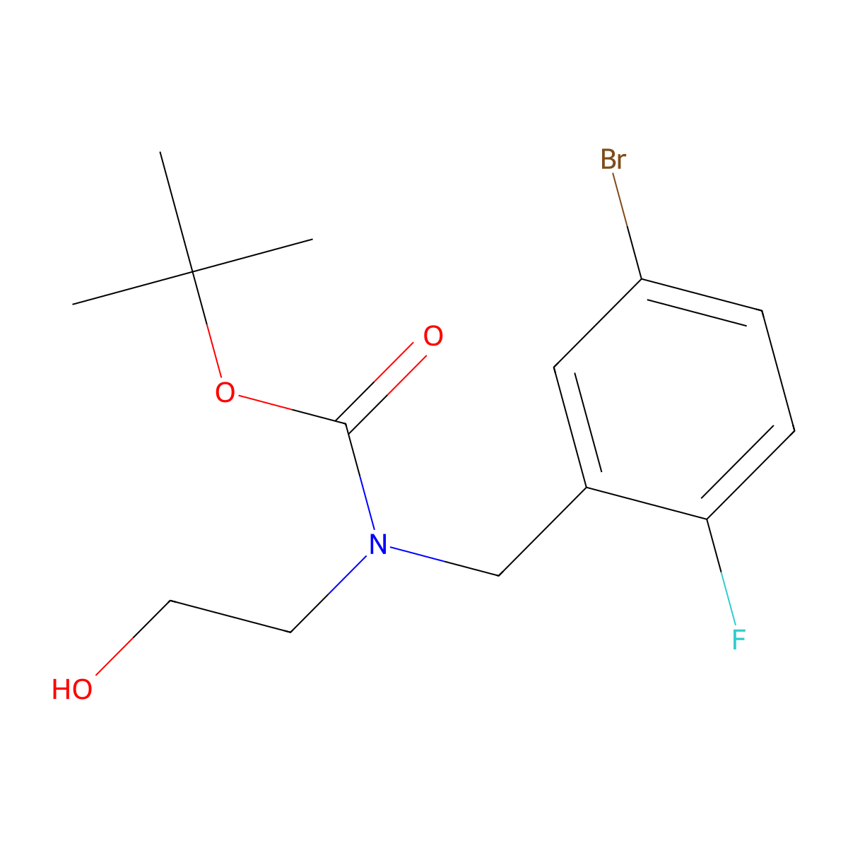 tert-butyl N-[(5-bromo-2-fluorophenyl)methyl]-N-(2-hydroxyethyl)carbamate molecular structure, CAS 2413900-78-2