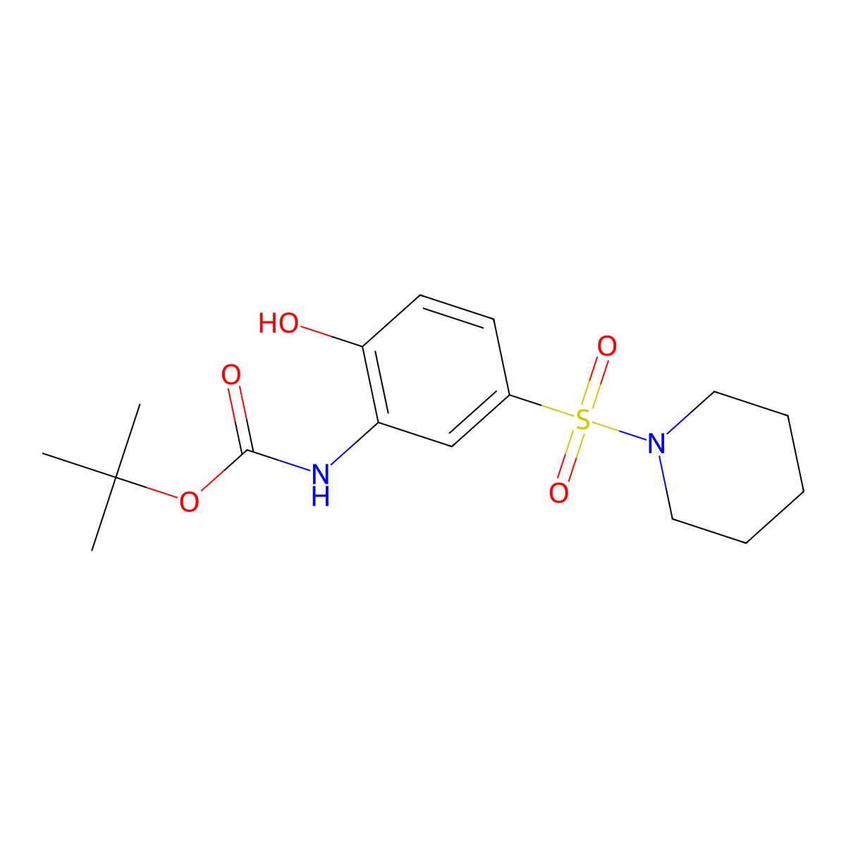 tert-butyl N-[2-hydroxy-5-(piperidine-1-sulfonyl)phenyl]carbamate molecular structure, CAS 2413900-83-9