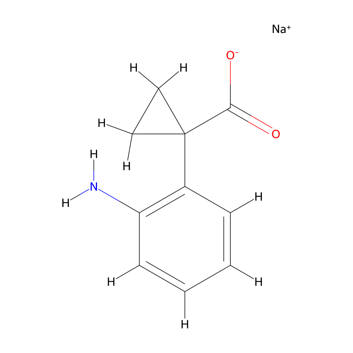 Sodium1-(2-aminophenyl)cyclopropane-1-carboxylate molecular structure, CAS 2413901-14-9
