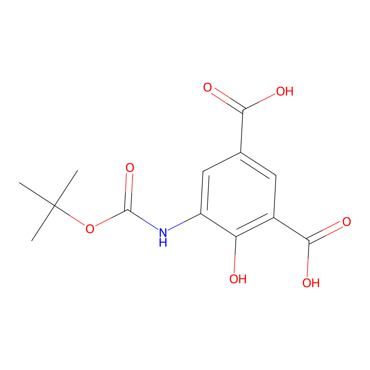 5-{[(Tert-butoxy)carbonyl]amino}-4-hydroxybenzene-1,3-dicarboxylic acid molecular structure, CAS 2413901-15-0