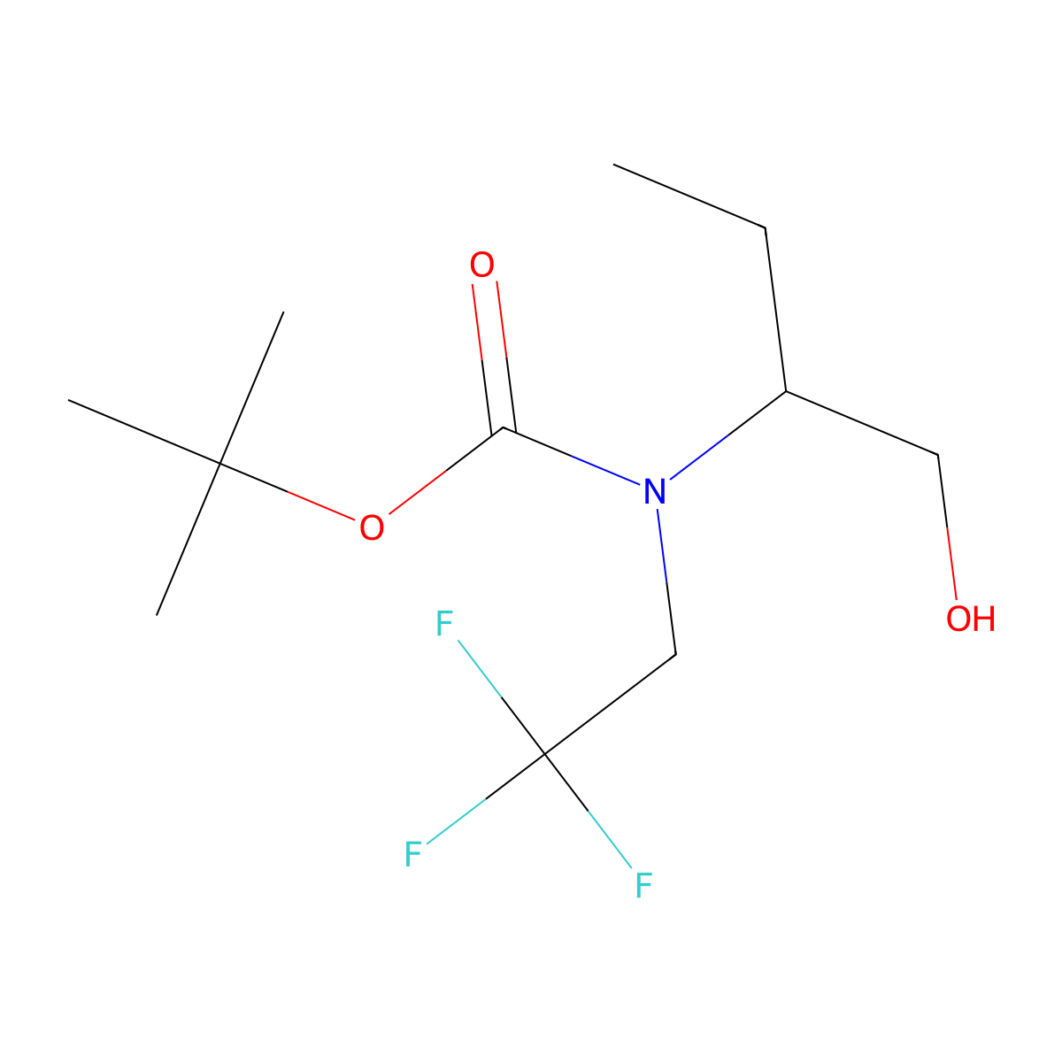 tert-butyl N-(1-hydroxybutan-2-yl)-N-(2,2,2-trifluoroethyl)carbamate molecular structure, CAS 2413901-25-2
