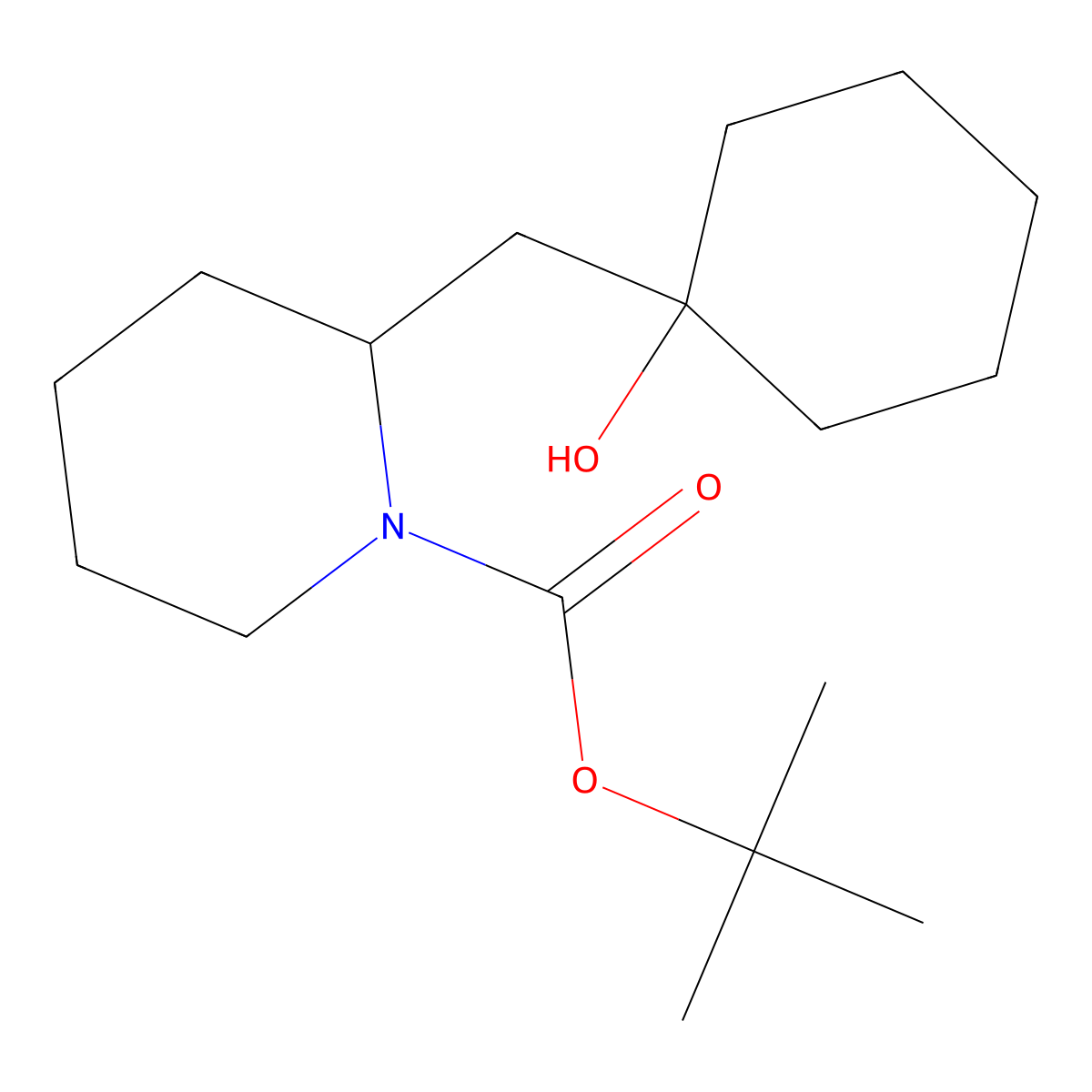 Tert-butyl 2-[(1-hydroxycyclohexyl)methyl]piperidine-1-carboxylate molecular structure, CAS 2413903-59-8
