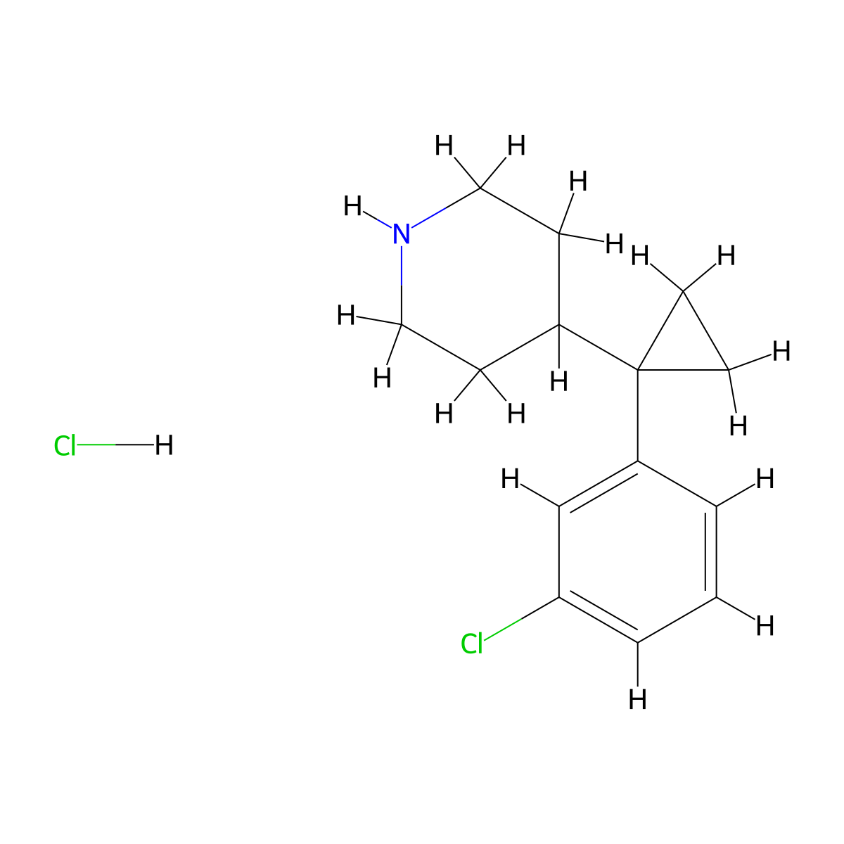 4-(1-(3-Chlorophenyl)cyclopropyl)piperidine hydrochloride molecular structure, CAS 2413903-87-2
