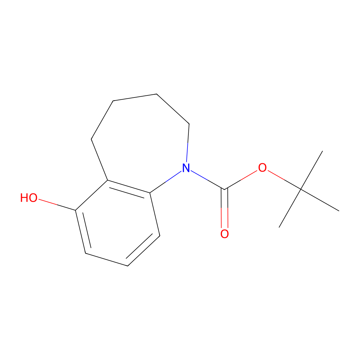 tert-butyl 6-hydroxy-2,3,4,5-tetrahydro-1H-1-benzazepine-1-carboxylate molecular structure, CAS 2413903-88-3