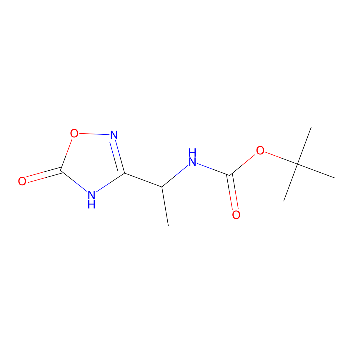 tert-butyl N-[1-(5-hydroxy-1,2,4-oxadiazol-3-yl)ethyl]carbamate molecular structure, CAS 2413903-99-6