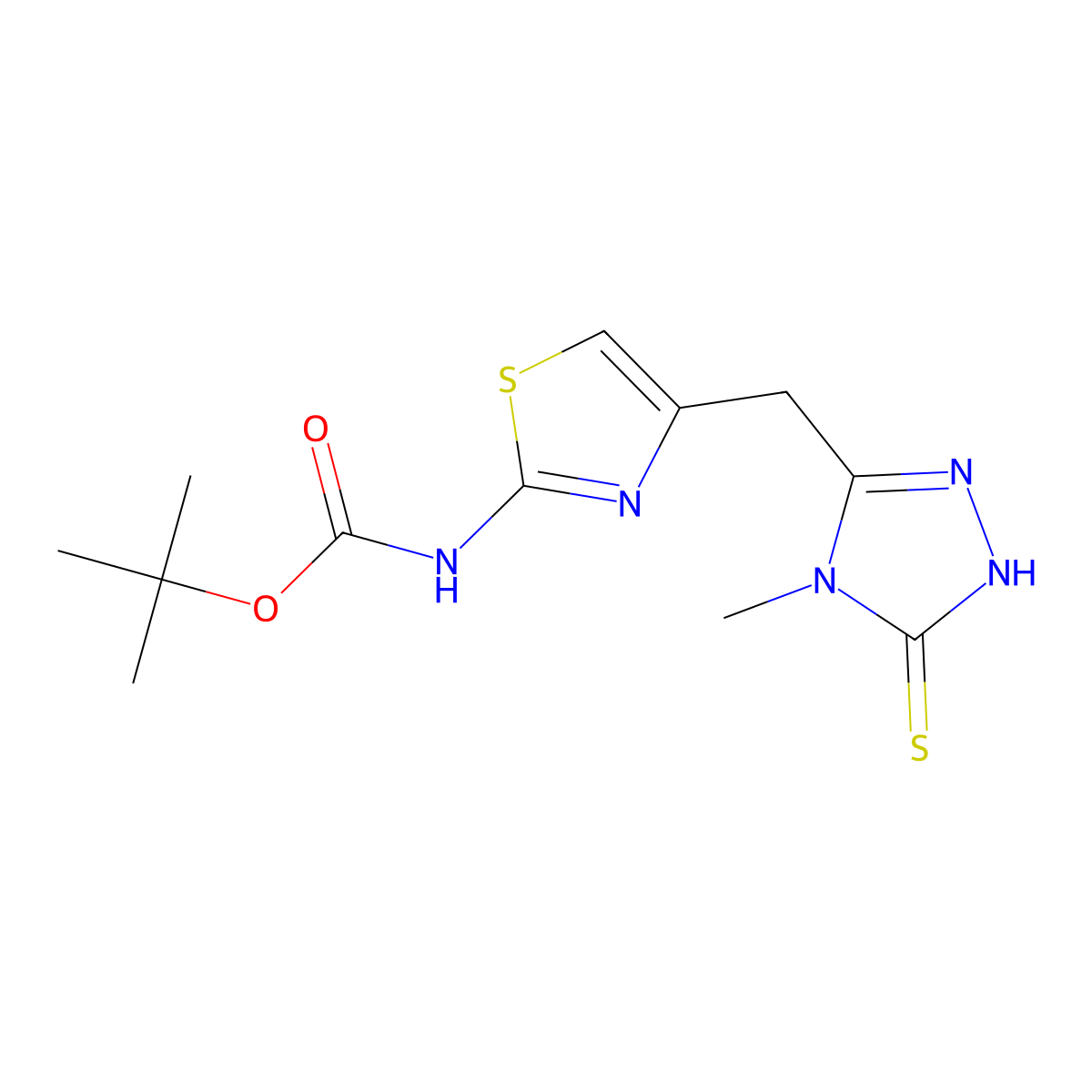 tert-butyl N-{4-[(4-methyl-5-sulfanyl-4H-1,2,4-triazol-3-yl)methyl]-1,3-thiazol-2-yl}carbamate molecular structure, CAS 2413904-05-7