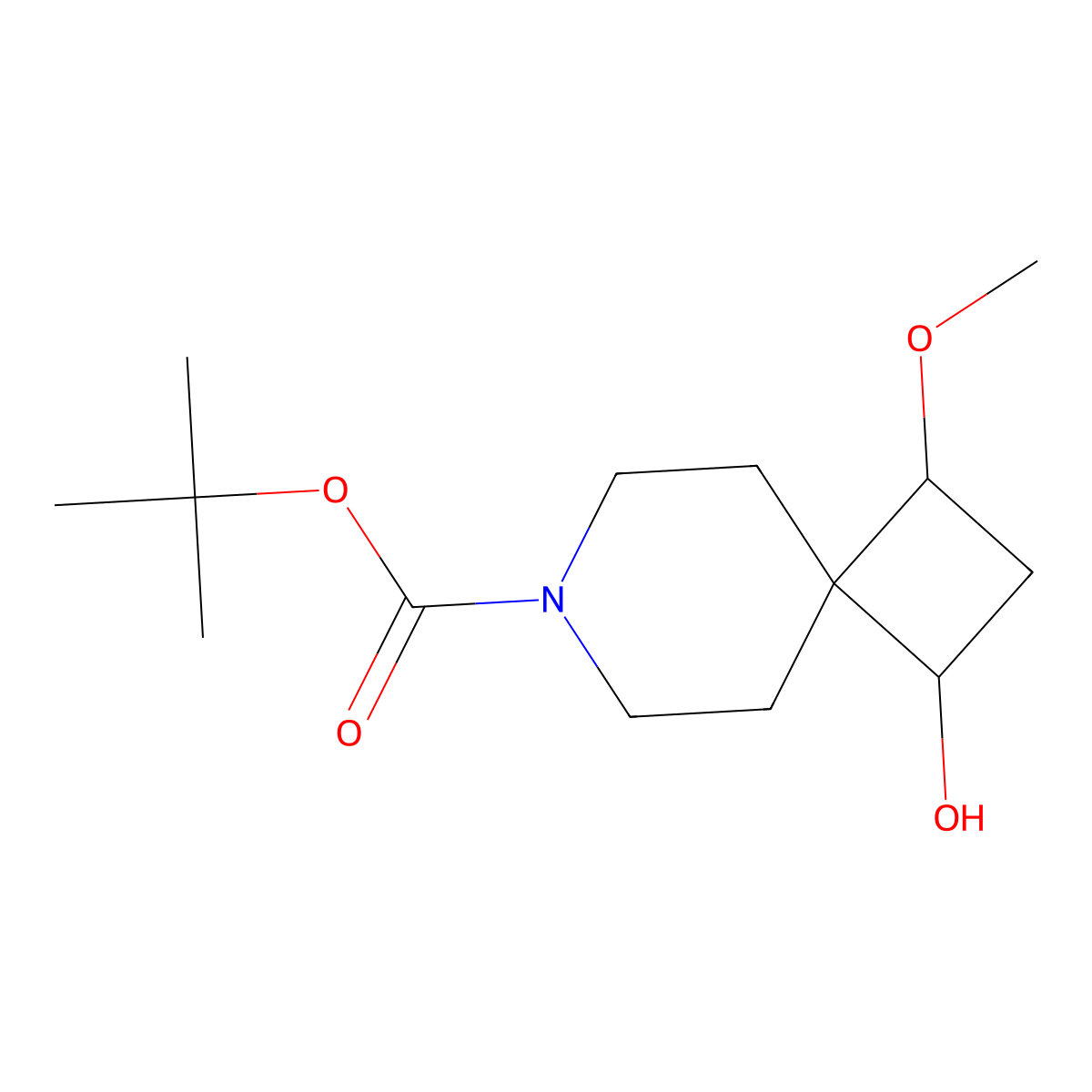 Tert-butyl 1-hydroxy-3-methoxy-7-azaspiro[3.5]nonane-7-carboxylate molecular structure, CAS 2413904-08-0