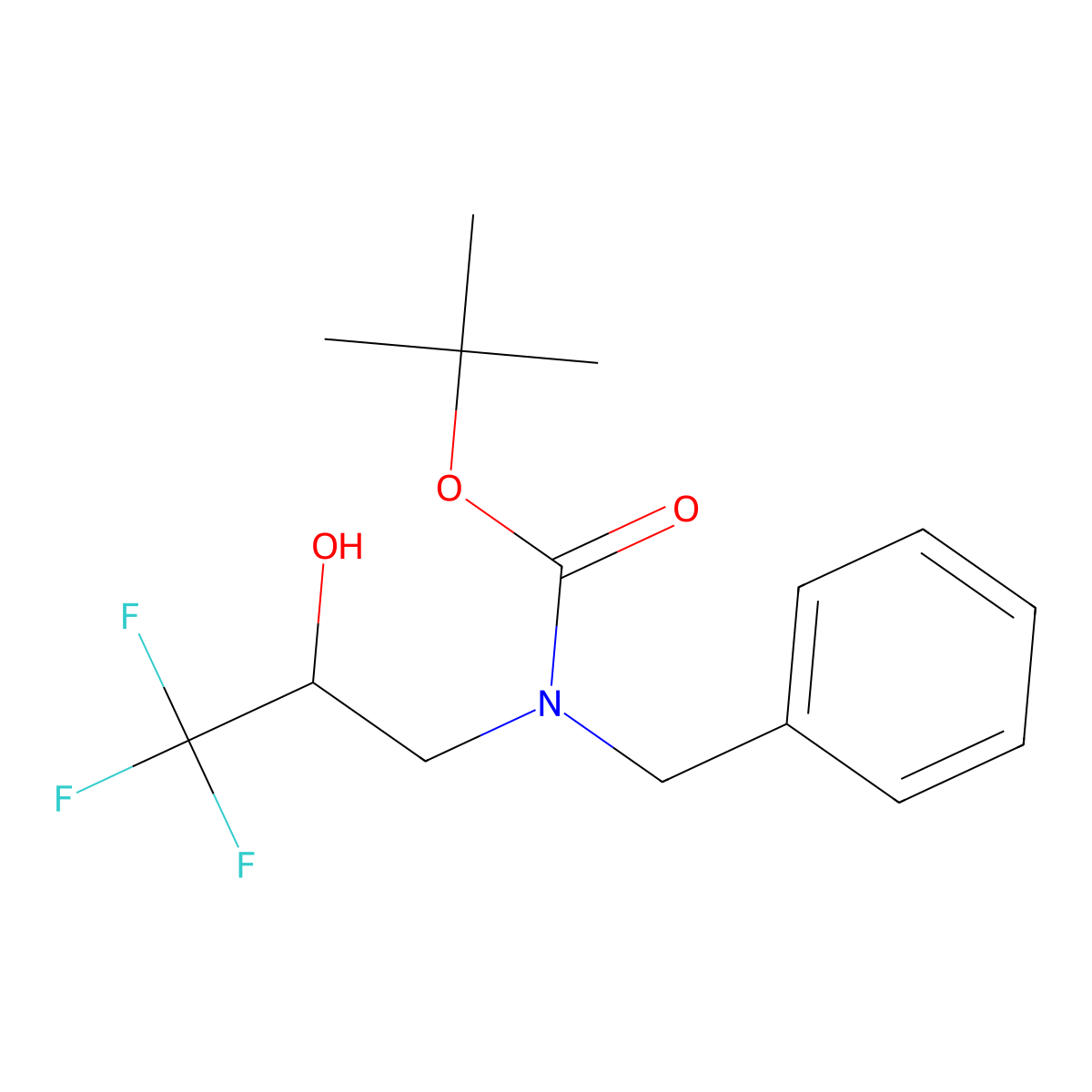 tert-butyl N-benzyl-N-(3,3,3-trifluoro-2-hydroxypropyl)carbamate molecular structure, CAS 2413904-09-1