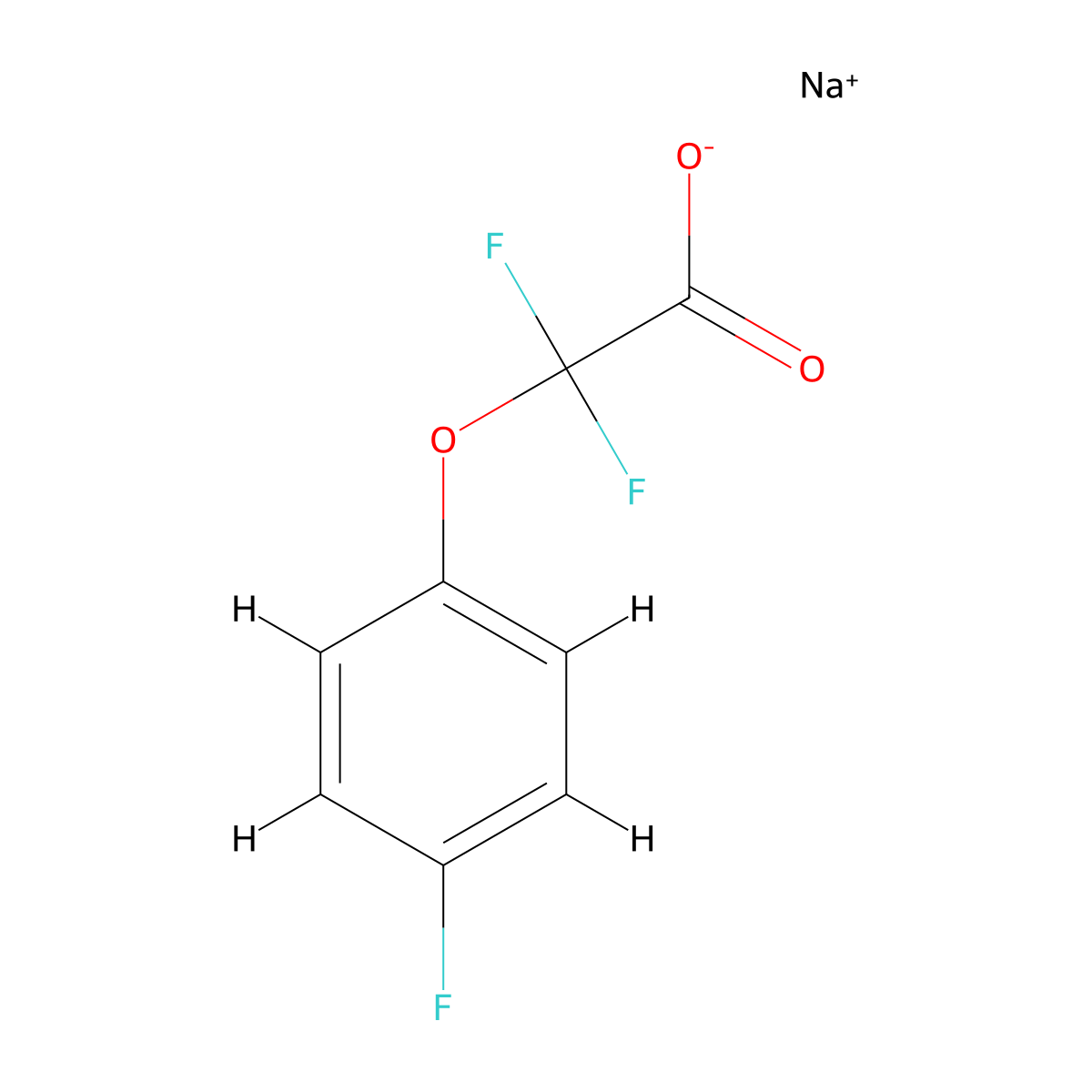 Sodium 2,2-difluoro-2-(4-fluorophenoxy)acetate molecular structure, CAS 2413904-14-8