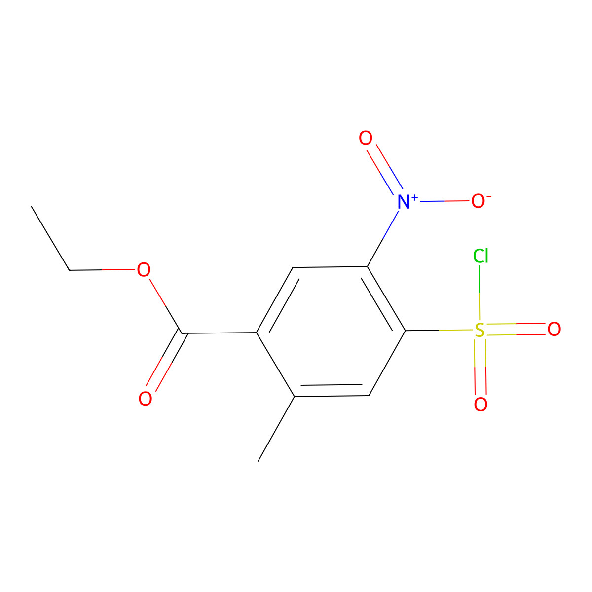 Ethyl 4-(chlorosulfonyl)-2-methyl-5-nitrobenzoate molecular structure, CAS 2413904-22-8