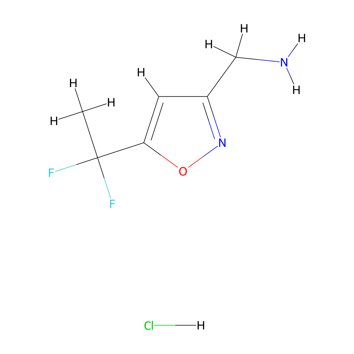 1-[5-(1,1-Difluoroethyl)-1,2-oxazol-3-yl]methanamine hydrochloride molecular structure, CAS 2413904-40-0