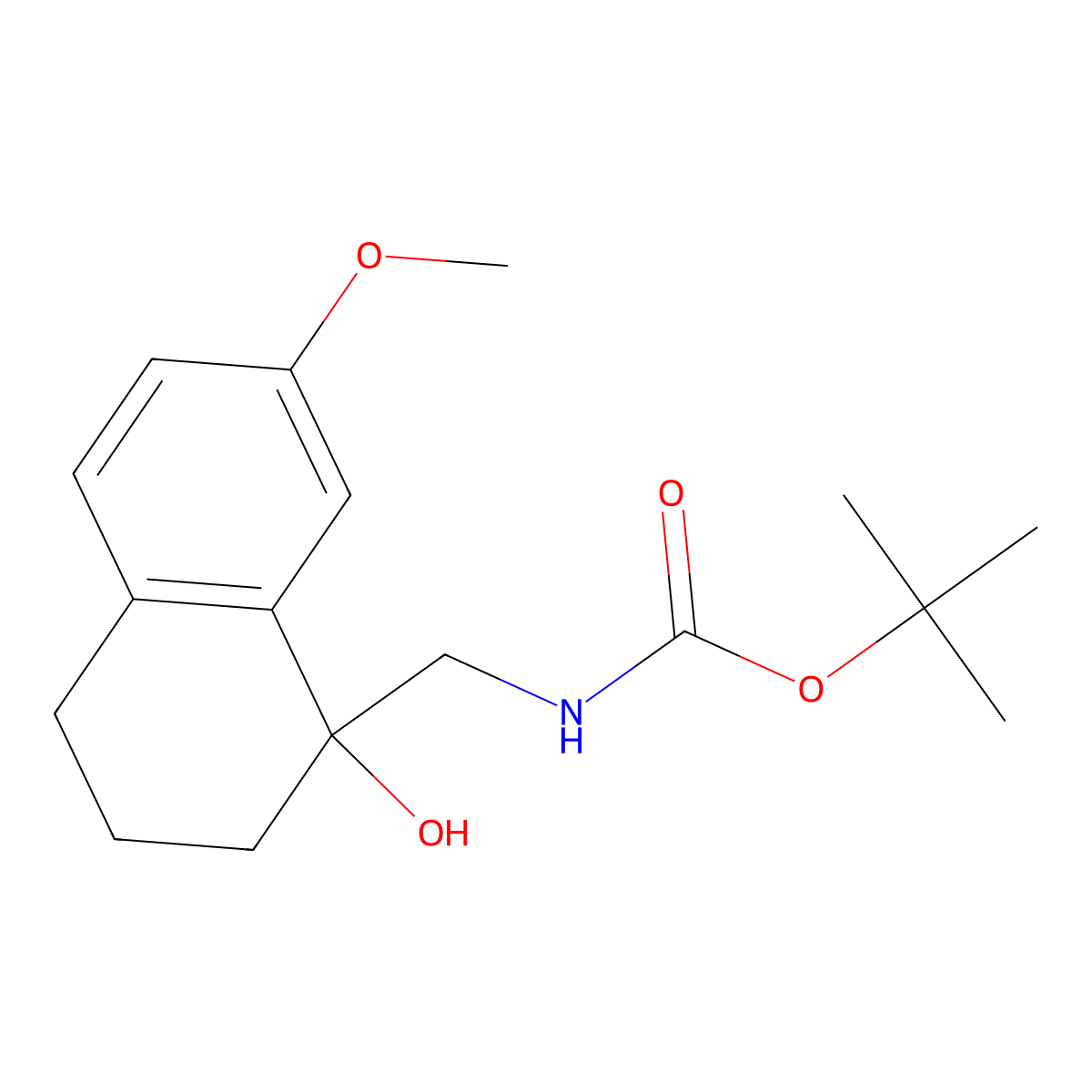 tert-butyl N-[(1-hydroxy-7-methoxy-1,2,3,4-tetrahydronaphthalen-1-yl)methyl]carbamate molecular structure, CAS 2413904-55-7