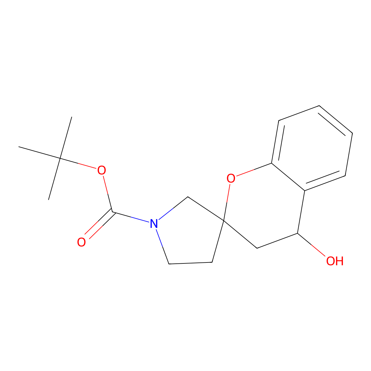 Tert-butyl 4-hydroxy-3,4-dihydrospiro[1-benzopyran-2,3'-pyrrolidine]-1'-carboxylate molecular structure, CAS 2413904-68-2