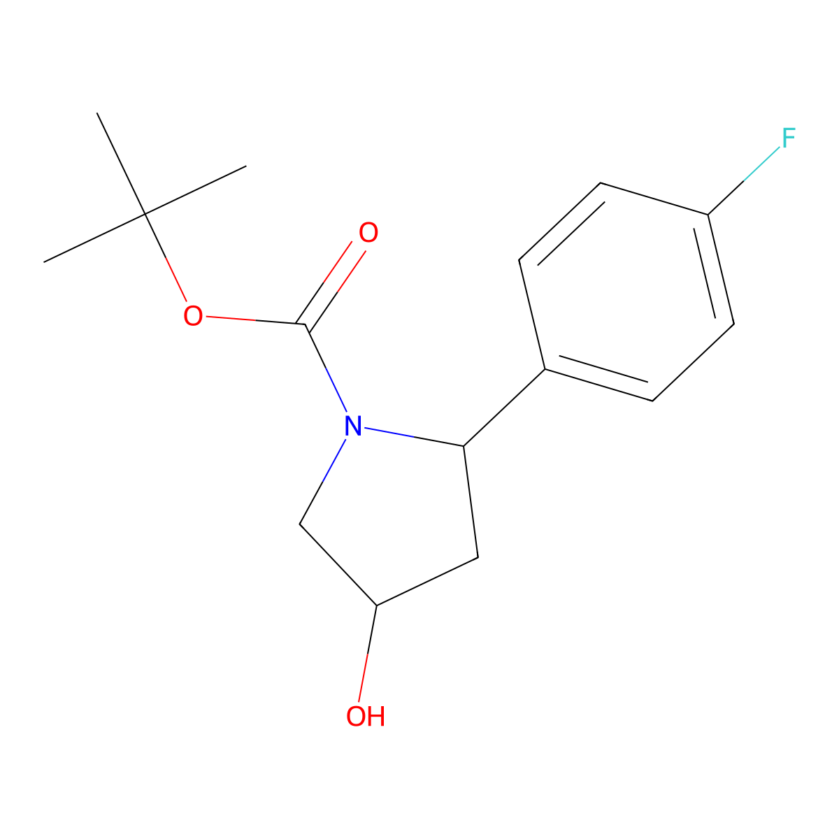 Tert-butyl 2-(4-fluorophenyl)-4-hydroxypyrrolidine-1-carboxylate molecular structure, CAS 2413904-75-1
