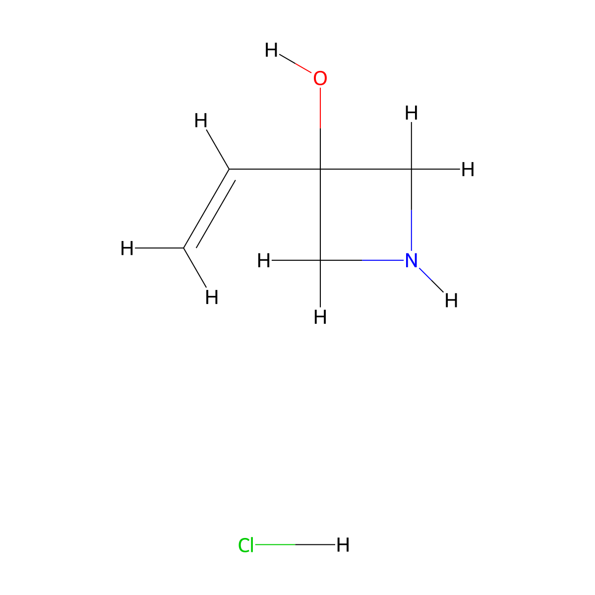 3-Ethenylazetidin-3-ol hydrochloride molecular structure, CAS 2413904-76-2