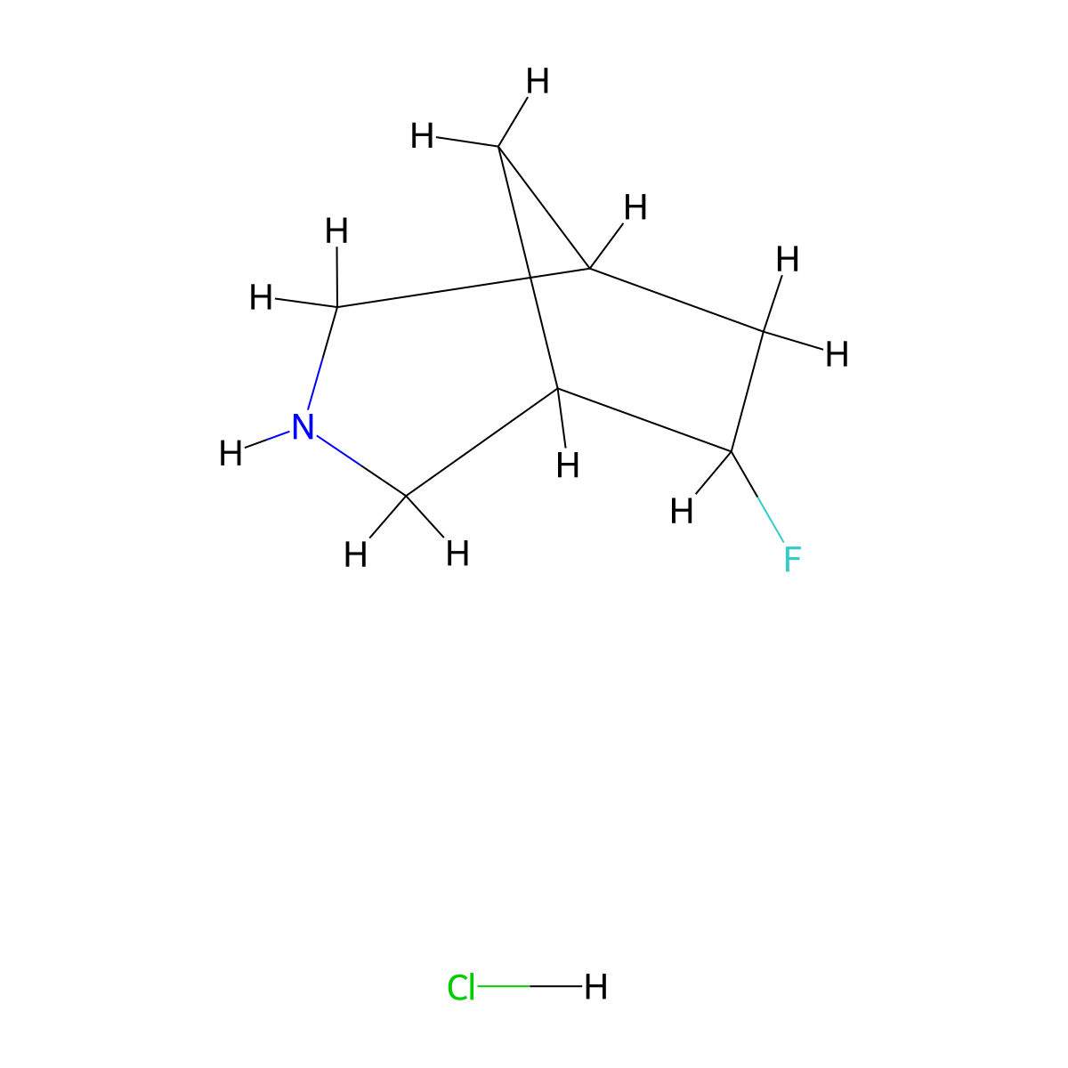 6-Fluoro-3-azabicyclo[3.2.1]octane hydrochloride molecular structure, CAS 2413904-78-4