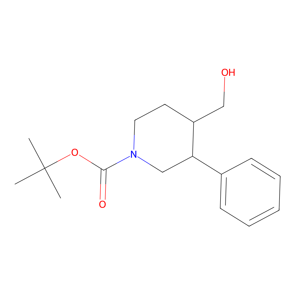 Tert-butyl 4-(hydroxymethyl)-3-phenylpiperidine-1-carboxylate molecular structure, CAS 2413904-80-8