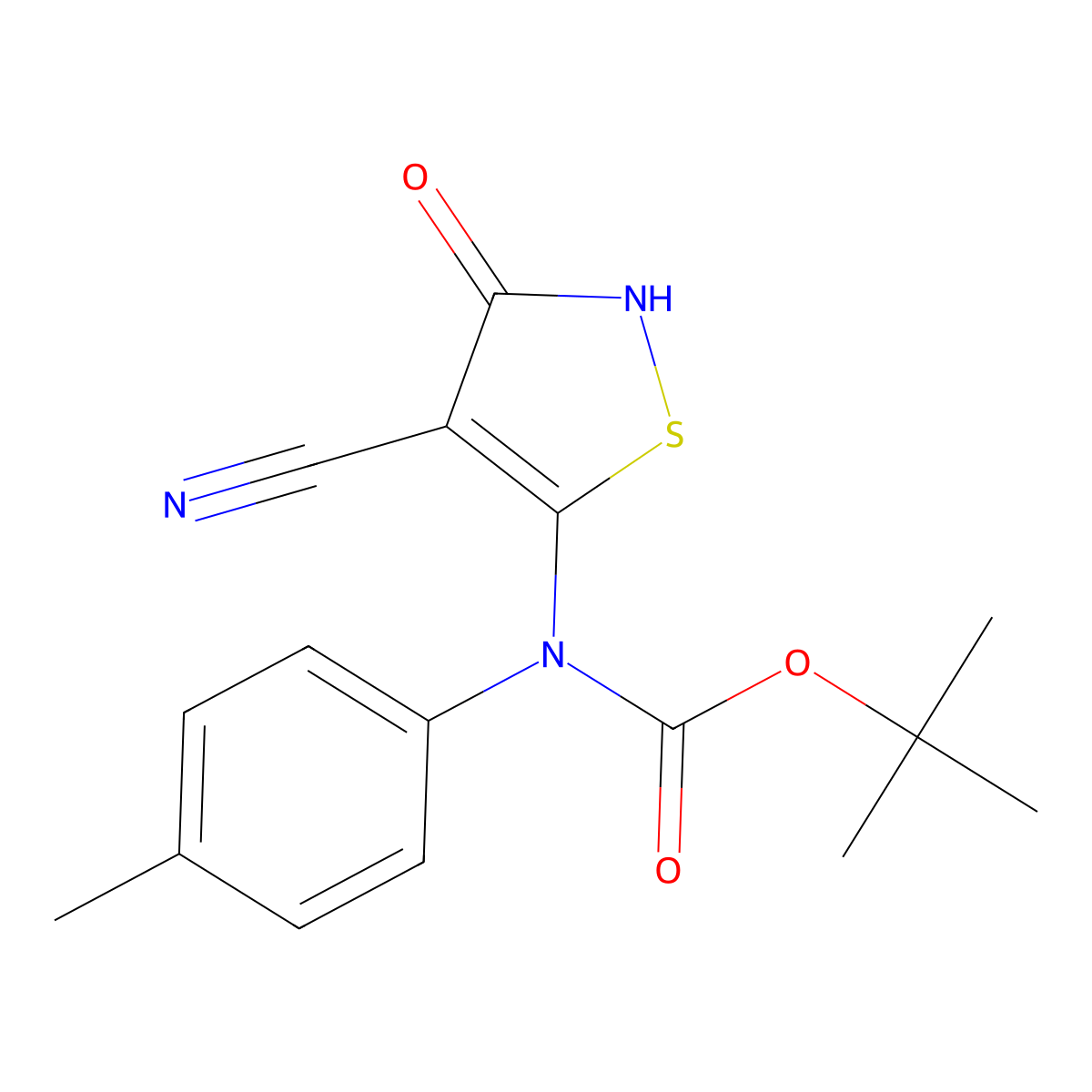 tert-butyl N-(4-cyano-3-hydroxy-1,2-thiazol-5-yl)-N-(4-methylphenyl)carbamate molecular structure, CAS 2413904-86-4
