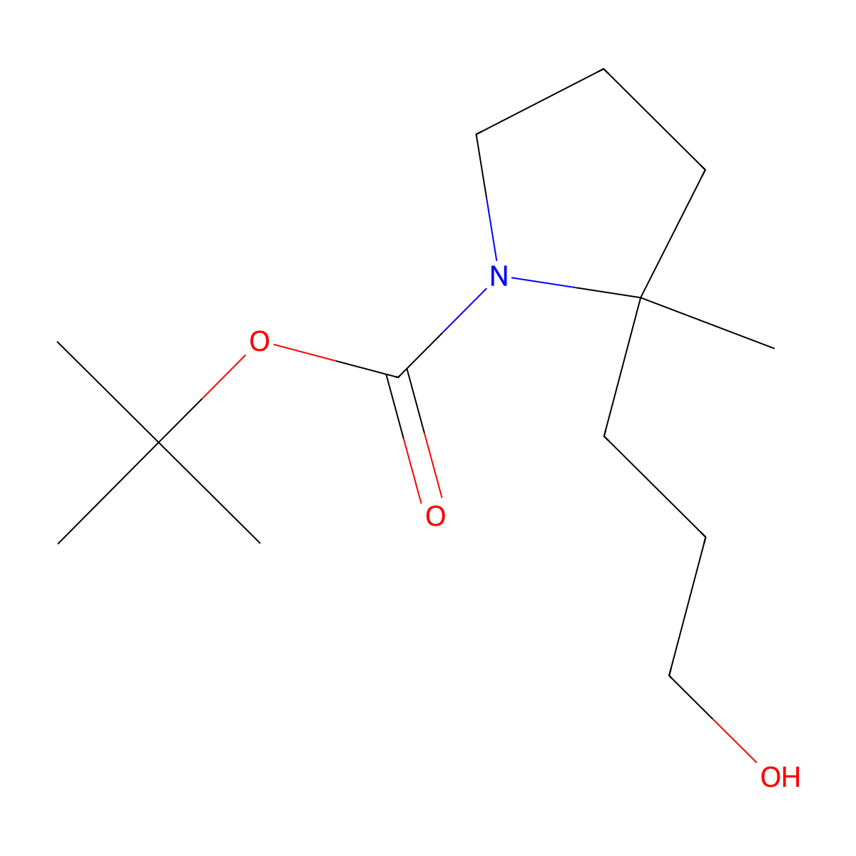 Tert-butyl 2-(3-hydroxypropyl)-2-methylpyrrolidine-1-carboxylate molecular structure, CAS 2413904-92-2