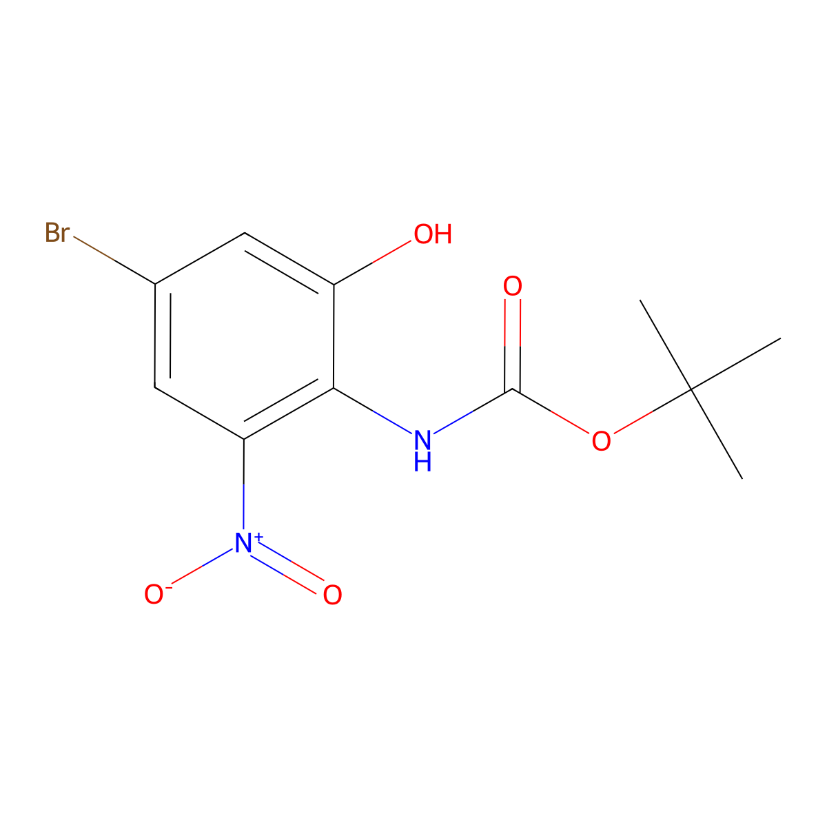 tert-butyl N-(4-bromo-2-hydroxy-6-nitrophenyl)carbamate molecular structure, CAS 2413904-95-5
