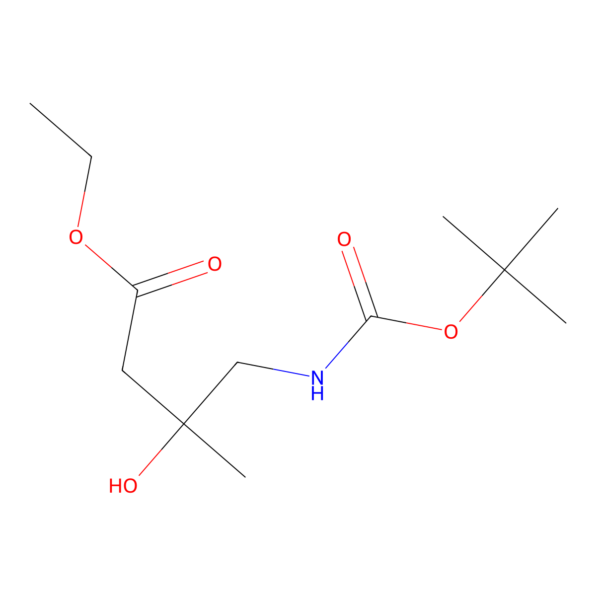 Ethyl 4-{[(tert-butoxy)carbonyl]amino}-3-hydroxy-3-methylbutanoate molecular structure, CAS 2413904-96-6