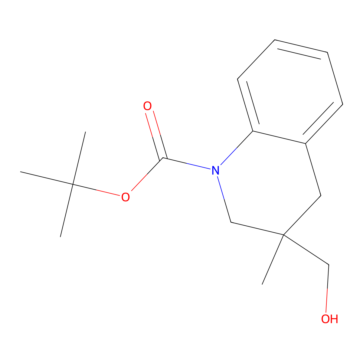Tert-butyl 3-(hydroxymethyl)-3-methyl-1,2,3,4-tetrahydroquinoline-1-carboxylate molecular structure, CAS 2413905-02-7