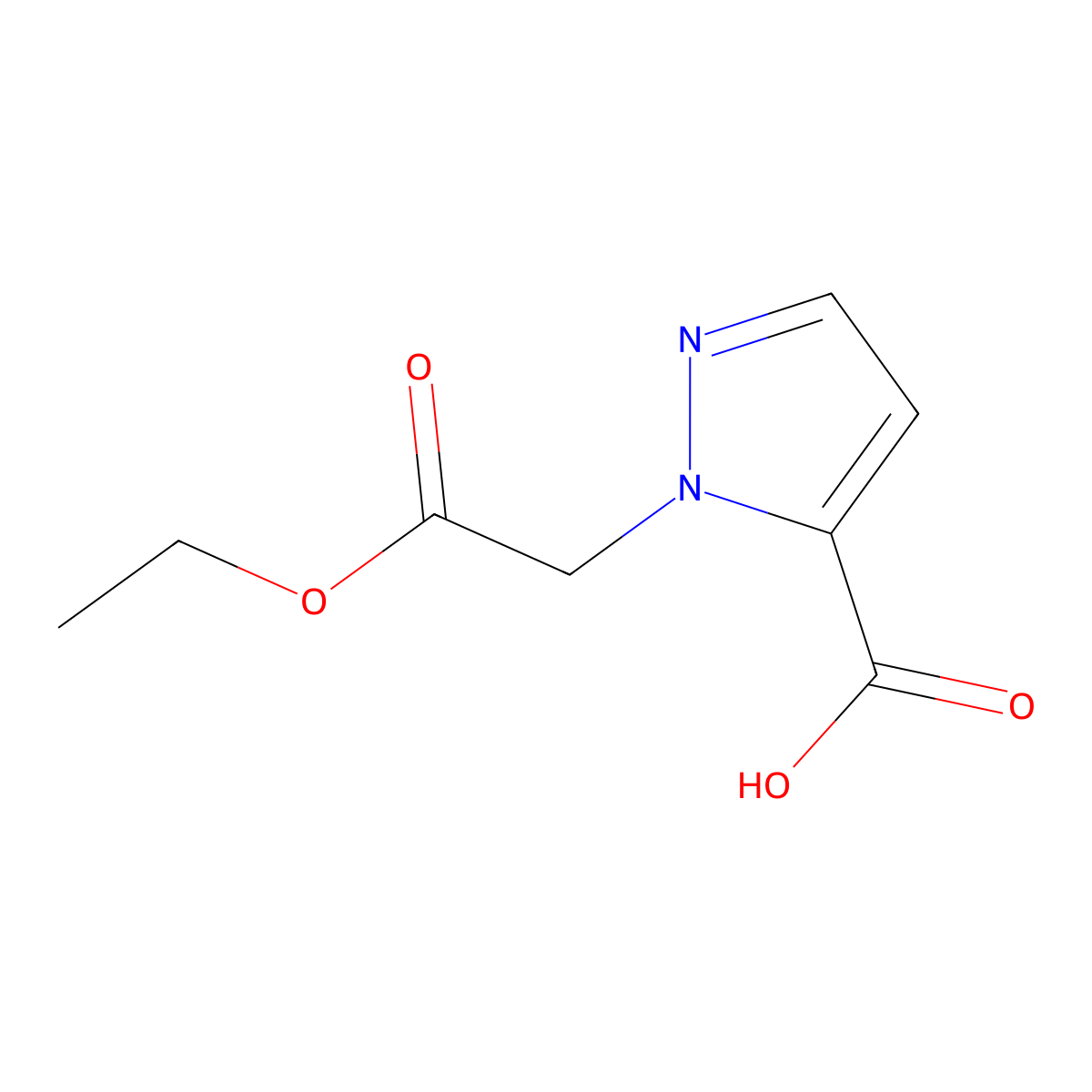1-(2-ethoxy-2-oxoethyl)-1H-pyrazole-5-carboxylic acid molecular structure, CAS 2413905-05-0