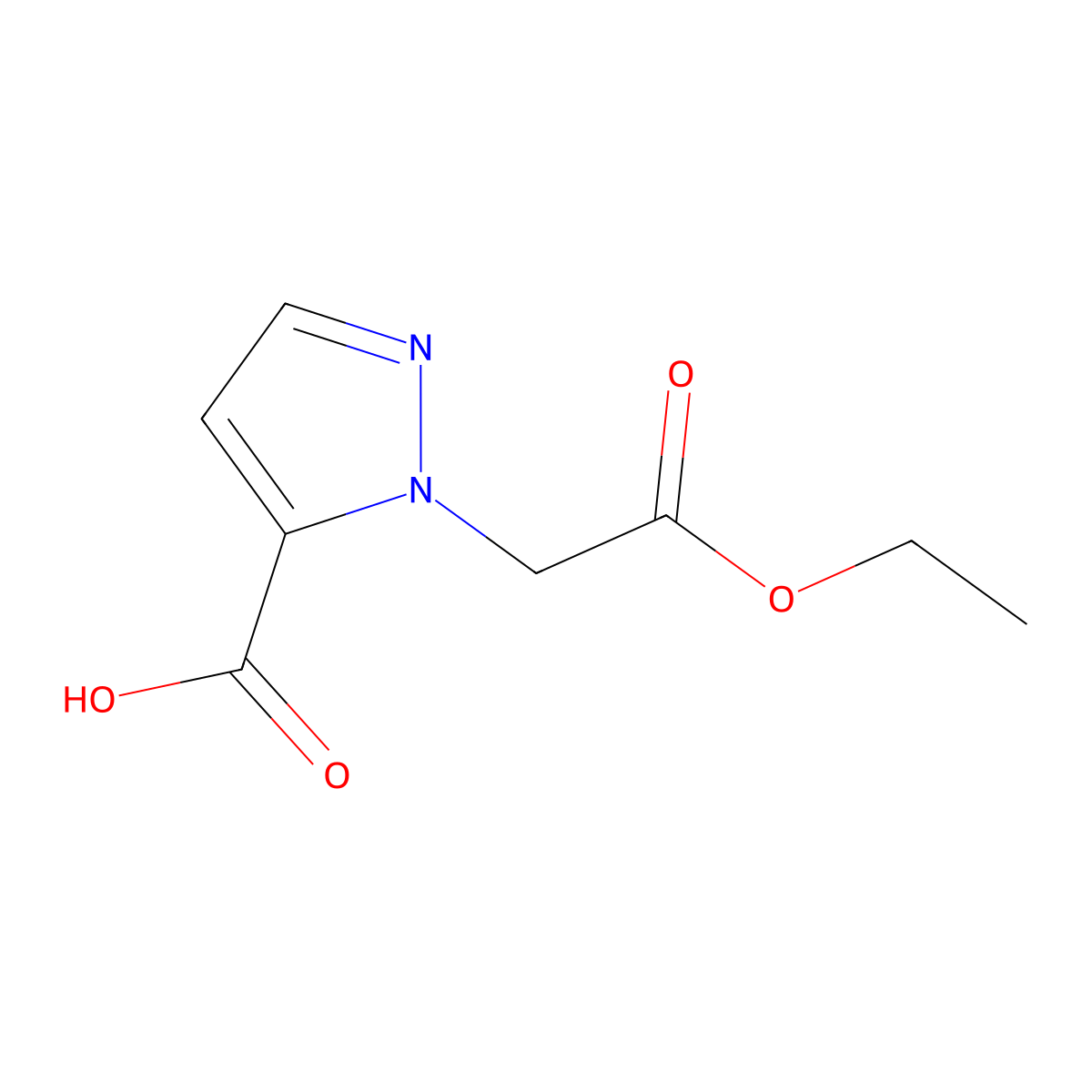 1-(2-ethoxy-2-oxoethyl)-1H-pyrazole-5-carboxylic acid molecular structure, CAS 2413905-05-0