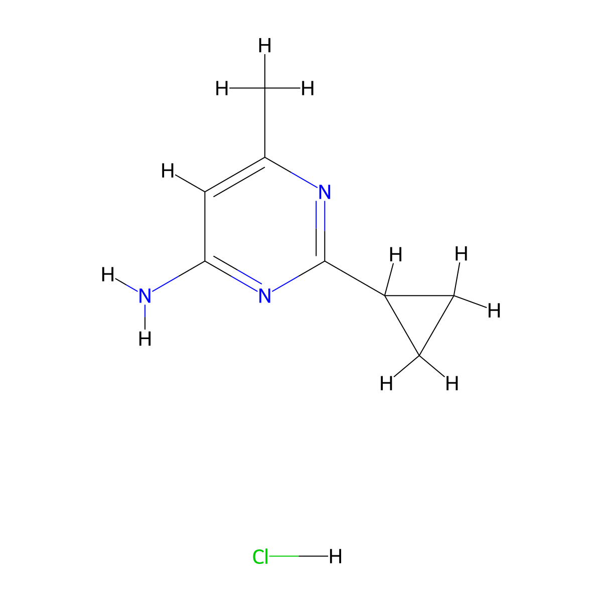 2-Cyclopropyl-6-methylpyrimidin-4-amine hydrochloride molecular structure, CAS 2413905-19-6