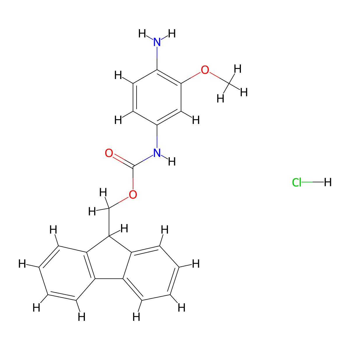 (9H-fluoren-9-yl)methyl N-(4-amino-3-methoxyphenyl)carbamate hydrochloride molecular structure, CAS 2413905-20-9