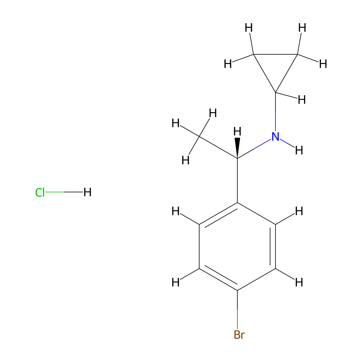 N-[(1S)-1-(4-Bromophenyl)ethyl]cyclopropanamine hydrochloride molecular structure, CAS 2413937-39-8
