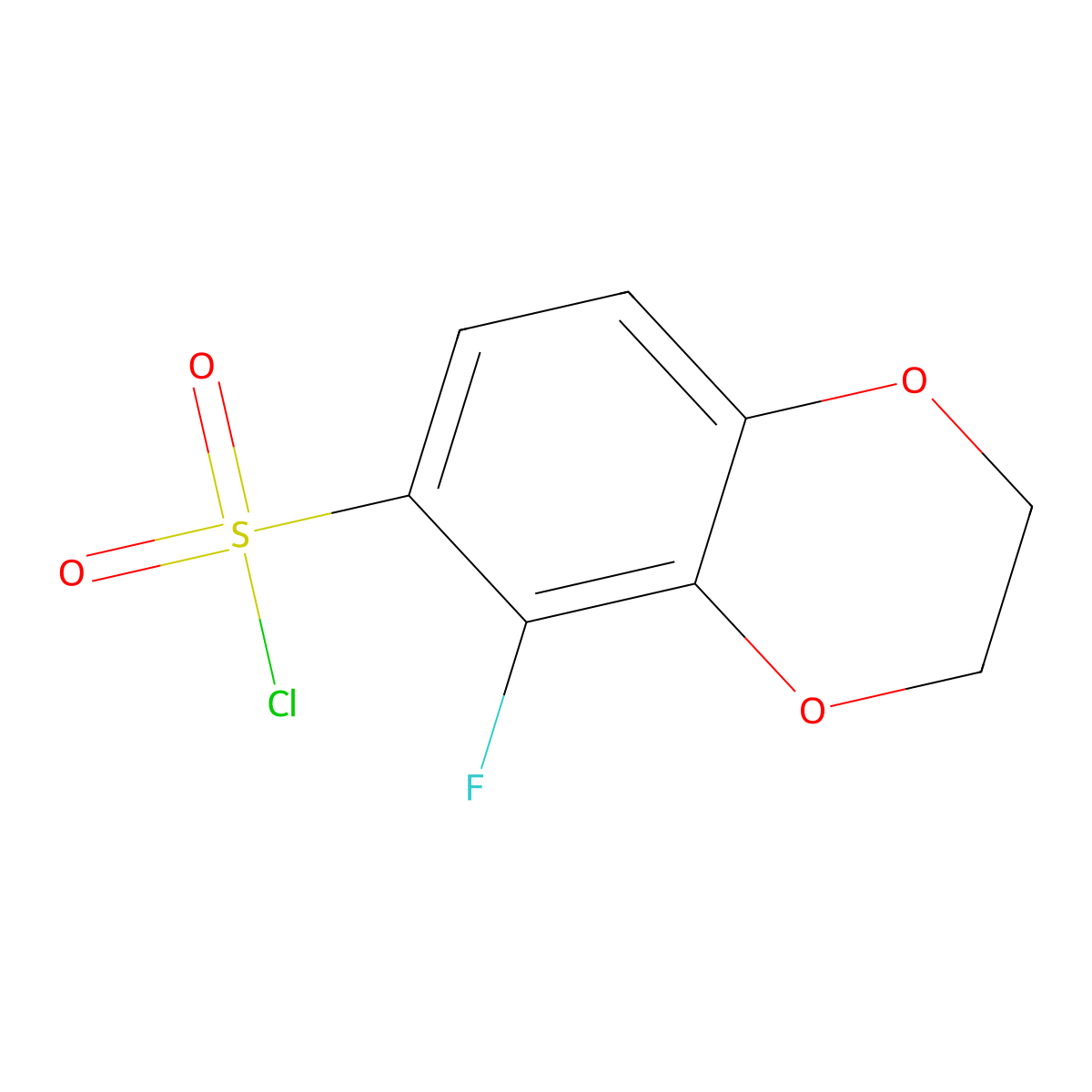 5-Fluoro-2,3-dihydro-1,4-benzodioxine-6-sulfonyl chloride molecular structure, CAS 2413995-53-4
