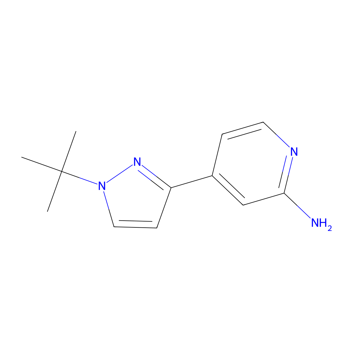 4-[1-(1,1-Dimethylethyl)-1H-pyrazol-3-yl]-2-pyridinamine molecular structure, CAS 2414008-37-8