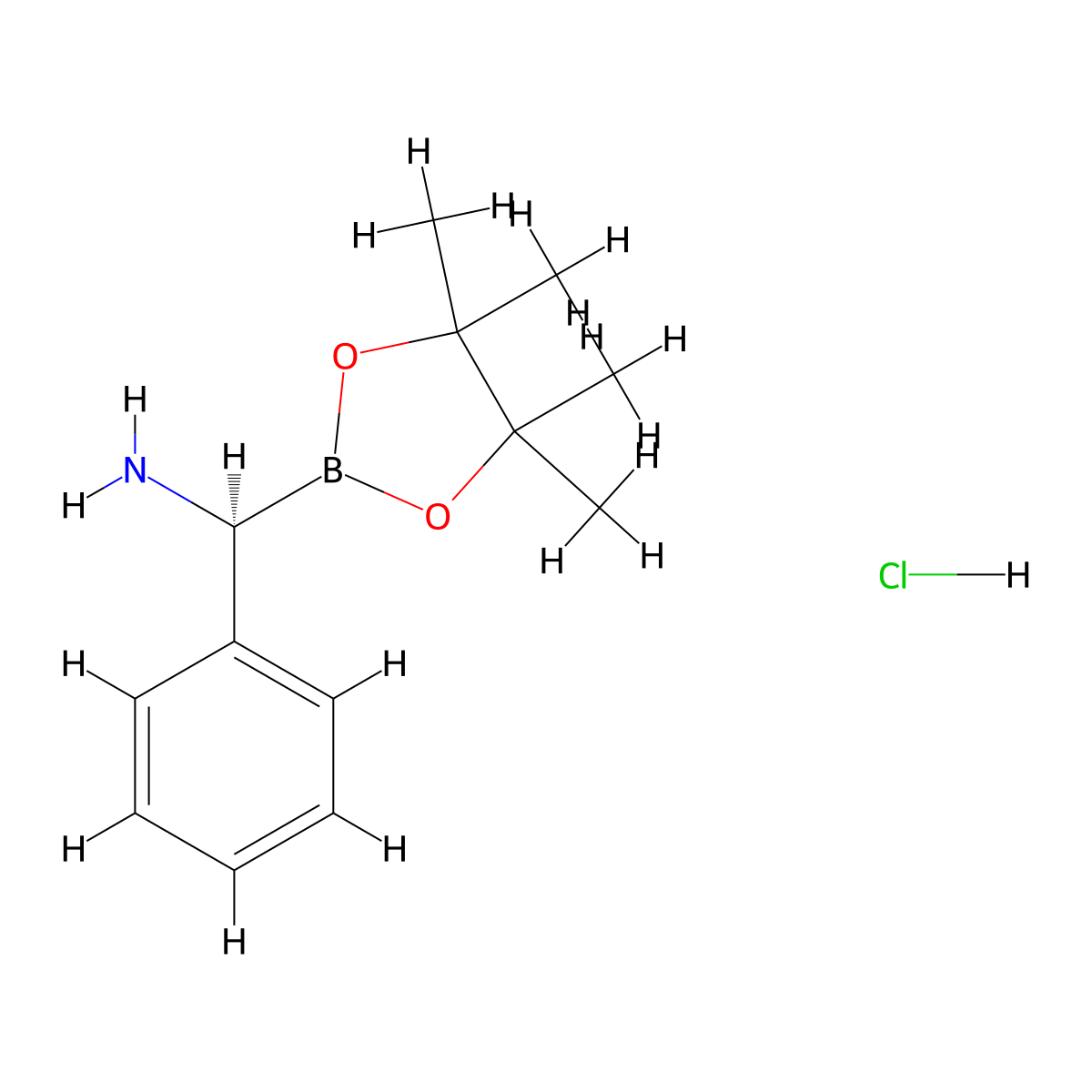 (S)-phenyl(tetramethyl-1,3,2-dioxaborolan-2-yl)methanamine hydrochloride molecular structure, CAS 2414123-35-4