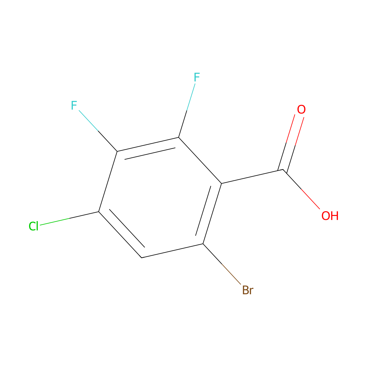 6-Bromo-4-chloro-2,3-difluorobenzoic acid molecular structure, CAS 2414146-36-2