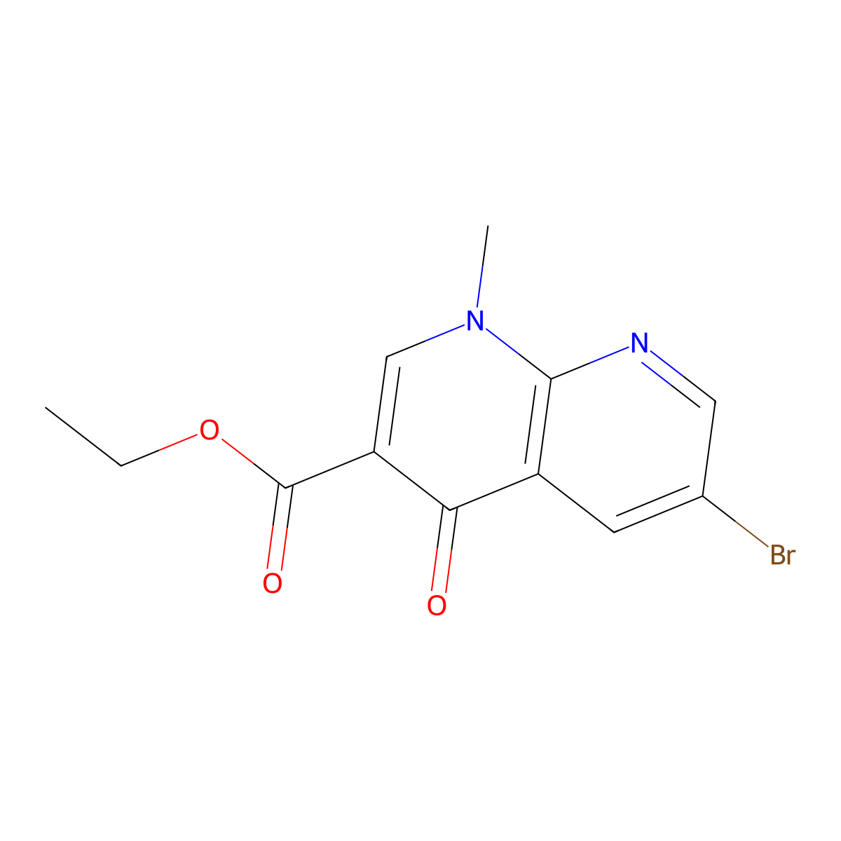 Ethyl 6-bromo-1-methyl-4-oxo-1,4-dihydro-1,8-naphthyridine-3-carboxylate molecular structure, CAS 2414237-15-1