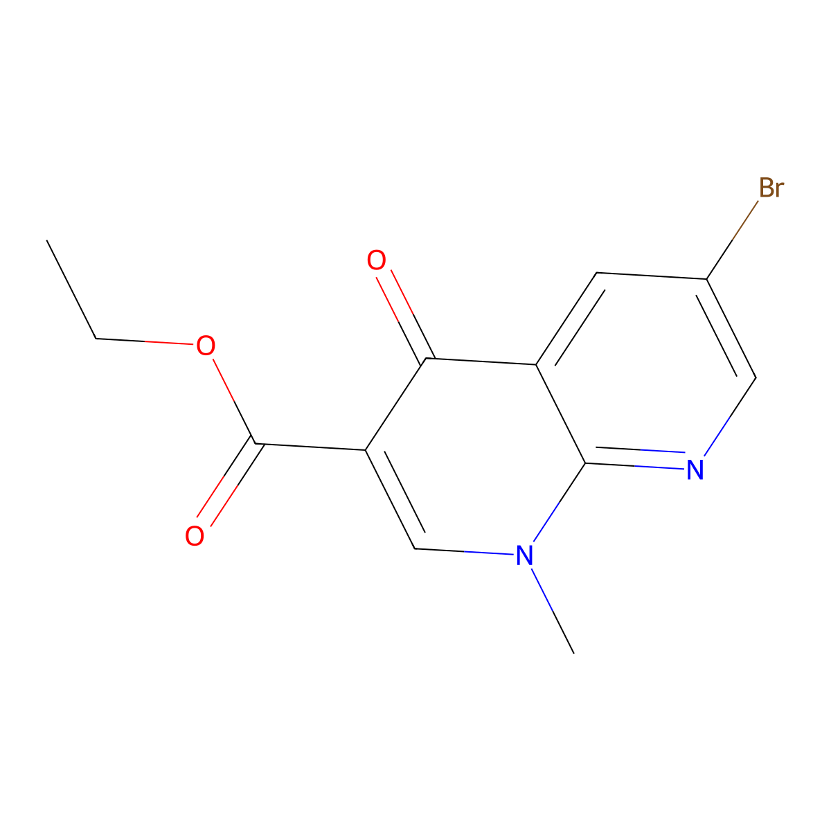 Ethyl 6-bromo-1-methyl-4-oxo-1,4-dihydro-1,8-naphthyridine-3-carboxylate molecular structure, CAS 2414237-15-1
