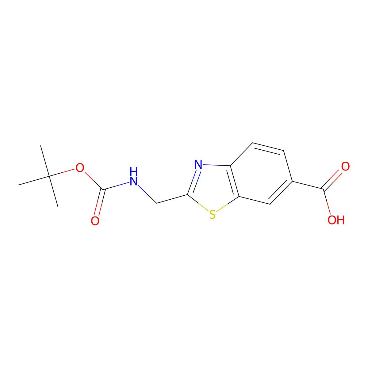 2-({[(Tert-butoxy)carbonyl]amino}methyl)-1,3-benzothiazole-6-carboxylicacid molecular structure, CAS 2414277-62-4
