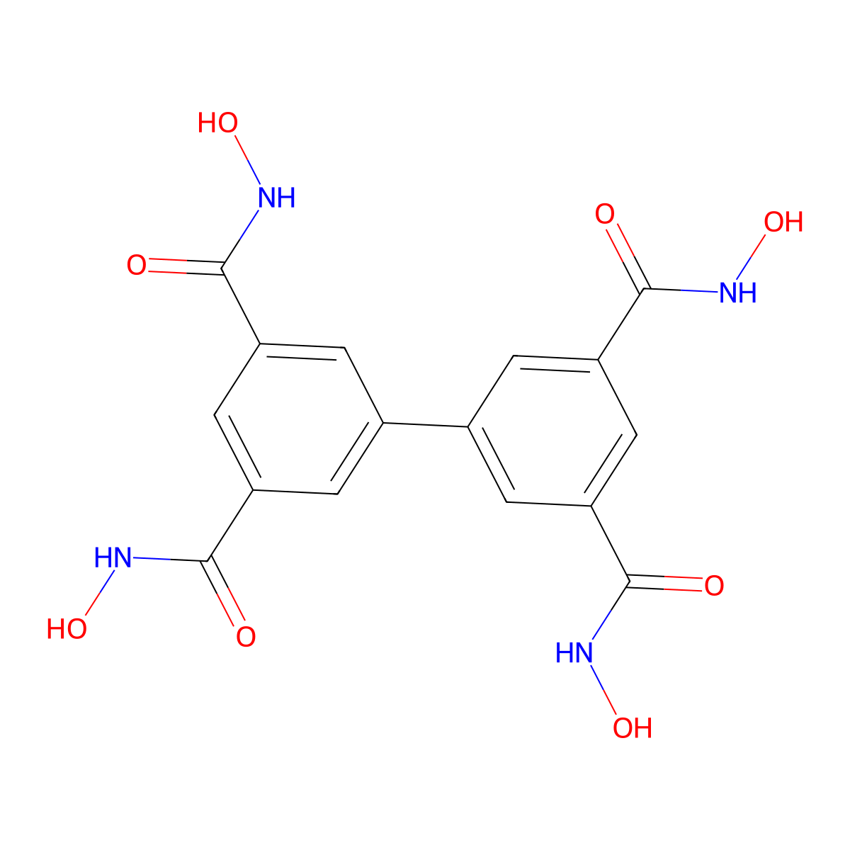 N3,N3',N5,N5'-Tetrahydroxy-[1,1'-biphenyl]-3,3',5,5'-tetracarboxamide molecular structure, CAS 2414312-65-3
